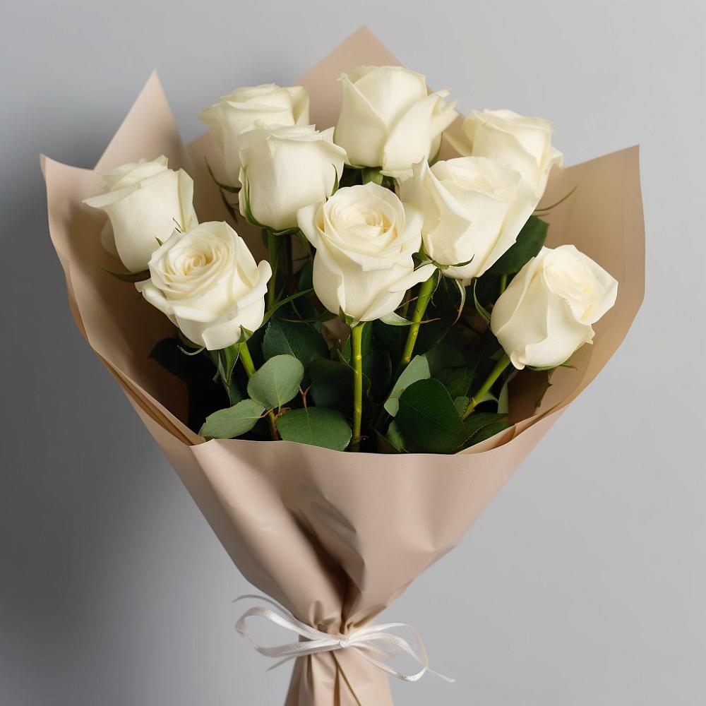 Букет 9 Белых роз Эдлесс Лав в Трехгорном