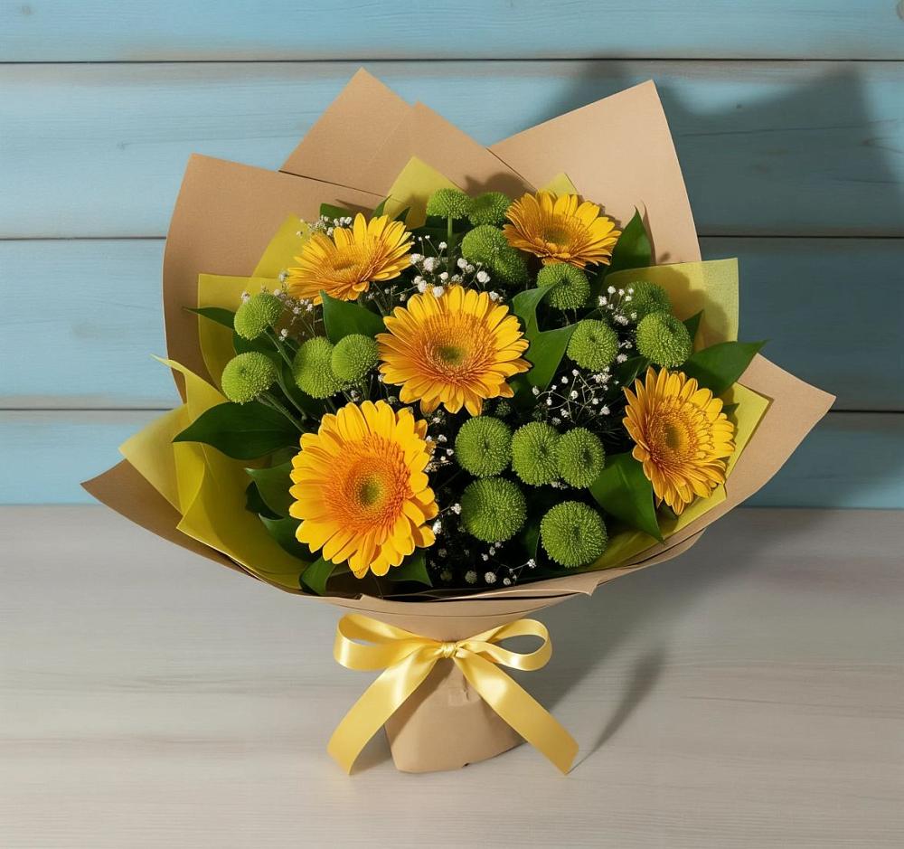 Букет цветов из: Герберы и Хризантемы в Трехгорном