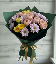 Букет цветов из:  Хризантемы и Розы в Трехгорном