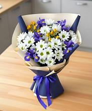 Букет цветов из:  Розы, Ирисы и Хризантемы в Трехгорном