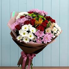 Букет цветов из:  Розы, Хризантемы и Альстромерии в Трехгорном