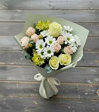 Букет цветов из:  Альстромерии, Розы и Хризантемы в Трехгорном