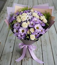 Букет цветов из:  Хризантемы и Розы в Трехгорном